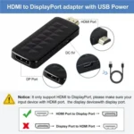 HD2 Video Streaming Gaming HDMI 2.0b to DisplayPort 1.4 Adapter 4K 60Hz/HDCP 2.3 Converter - Image 5