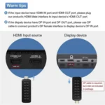 HD2 Video Streaming Gaming HDMI 2.0b to DisplayPort 1.4 Adapter 4K 60Hz/HDCP 2.3 Converter - Image 6