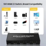 Q8-5 For Home Theater / Office HDMI 2.1 5x1 Switch 8K 60Hz Gaming Video Switcher  Control - Image 3