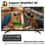 Q8Q3-3 Gaming Home Theater HDMI 2.1 Switch 3x1 8K 4K 120Hz HDR Audio Video Synchronizer - Image 3