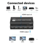 Q8Q3-3 Gaming Home Theater HDMI 2.1 Switch 3x1 8K 4K 120Hz HDR Audio Video Synchronizer - Image 7