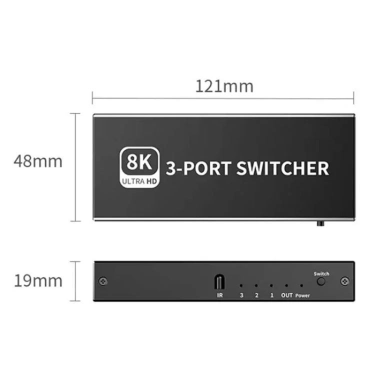 SYA0028362_9.webp Q8Q3-3 Gaming Home Theater HDMI 2.1 Switch 3x1 8K 4K 120Hz HDR Audio Video Synchronizer - Image 10