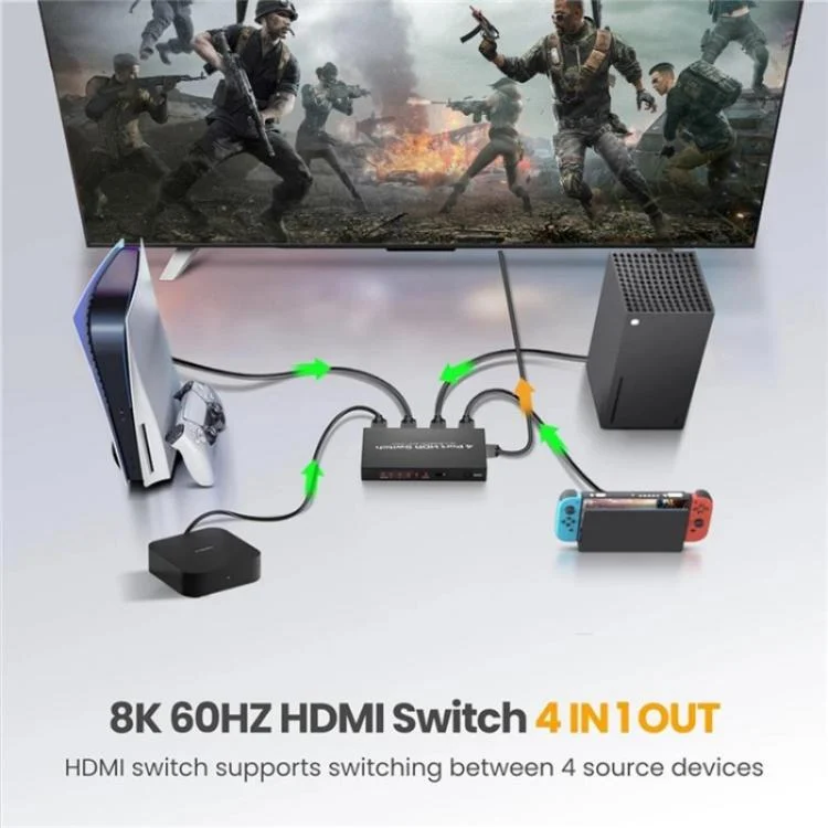 SYA0028369_B2.webp Q8-4 With Remote Control HDMI 2.1 8K 60Hz Gaming Home Theater Switcher 4x1 Adapter - Image 3