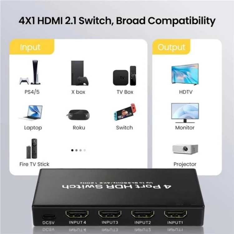 SYA0028369_B6.webp Q8-4 With Remote Control HDMI 2.1 8K 60Hz Gaming Home Theater Switcher 4x1 Adapter - Image 7