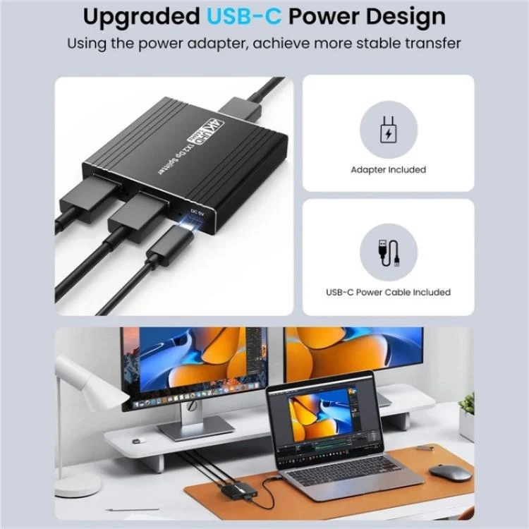 SYA0028392_B8.webp FD 1X2 4K 144HZ Audio Extractor Splitter DisplayPort 1.4 to Dual DisplayPort MST Hub - Image 9