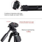 YUNTENG 5208 Professional Tripod Stand with BT Remote For DSLR SLR Camera Phone - Image 6