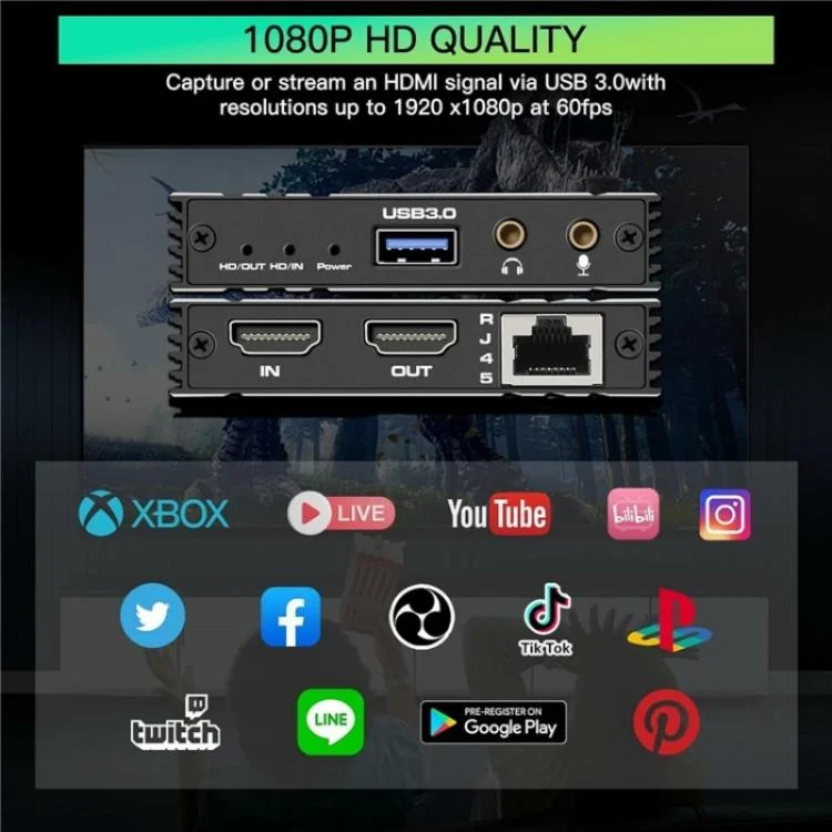 SYA0028464_5.webp C9 USB 3.0 Gigabit Ethernet Loop Out Adapter 4K 60Hz HDMI Video Capture Card - Image 6