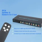 RCA 4 In 3 Out AV Audio Video Signal Composite Switcher AV Switch Splitter Box - Image 2
