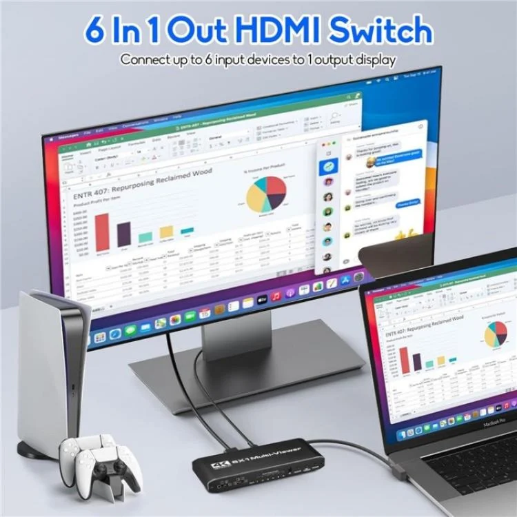 SYA0028595_B2.webp JQF2 4K Seamless Switcher Screen Splitter Multiple Display Modes 6 in 1 Out HDMI Multiviewer - Image 3