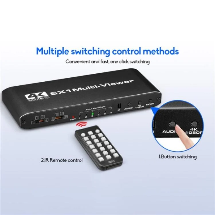 SYA0028595_B7.webp JQF2 4K Seamless Switcher Screen Splitter Multiple Display Modes 6 in 1 Out HDMI Multiviewer - Image 8