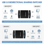 U3 USB Drive Printer Sharing Splitter USB 3.0 Bidirectional Switch 1 Input 2 Output Hub - Image 6
