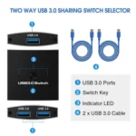 U3 USB Drive Printer Sharing Splitter USB 3.0 Bidirectional Switch 1 Input 2 Output Hub - Image 7