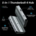 WAVLINK UTD49T 100W PD Input USB-A High Speed Data Transfer Adapter Thunderbolt 4 Hub - Image 2