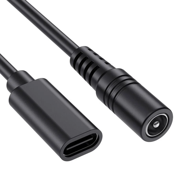 JUNSUNMAY 5V 3A DC 5.5mm x 2.1mm Female to Type-C Female Power Extension Charge Cord, Length:25cm