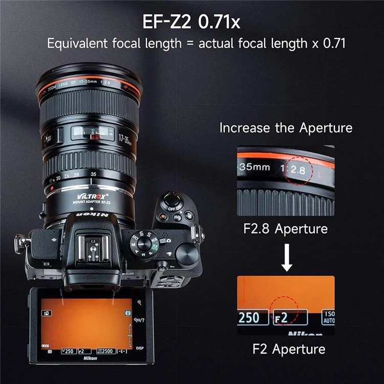 SYA0028950_10.webp VILTROX EF-Z2 0.71X Auto Focus Camera Lens Mount Adapter For Canon EF to Nikon Z Mount - Image 11