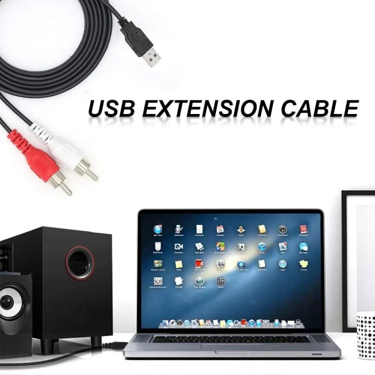 SYA0029023_2.webp JUNSUNMAY 1.5m USB 2.0 Male to 2 RCA Male Video AV Converter Audio Splitter Cable - Image 3