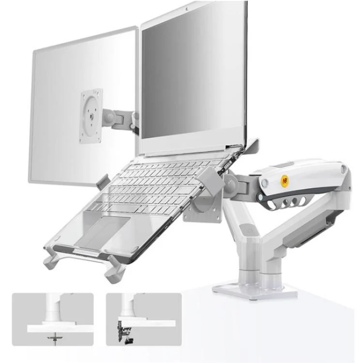 NORTH BAYOU F160-FP Tray Dual Arm Bracket Monitor Desk Mount Adjustable Laptop Holder