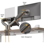 NORTH BAYOU F160-FP Tray Dual Arm Bracket Monitor Desk Mount Adjustable Laptop Holder - Image 3
