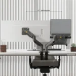 NORTH BAYOU F160-FP Tray Dual Arm Bracket Monitor Desk Mount Adjustable Laptop Holder - Image 4