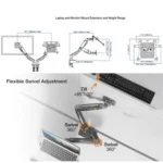 NORTH BAYOU F160-FP Tray Dual Arm Bracket Monitor Desk Mount Adjustable Laptop Holder - Image 5