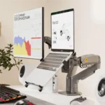NORTH BAYOU F160-FP Tray Dual Arm Bracket Monitor Desk Mount Adjustable Laptop Holder - Image 6