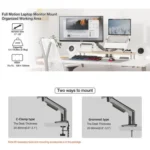 NORTH BAYOU F160-FP Tray Dual Arm Bracket Monitor Desk Mount Adjustable Laptop Holder - Image 9