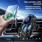 SD02 With Ambient Light 15W Universal Car Phone Holder Mount Wireless Charging Stand - Image 3