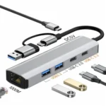 2503 Gigabit RJ45, 2 x USB3.2, USB-C2.0, USB-C3.2, DC5V 6 in 1 Docking Station USB / Type-C Hub - Image 2