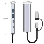 2503 Gigabit RJ45, 2 x USB3.2, USB-C2.0, USB-C3.2, DC5V 6 in 1 Docking Station USB / Type-C Hub - Image 3