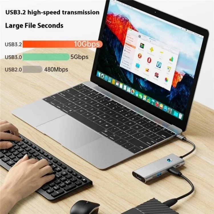 SYA0029350_6.webp 2426 One-Key Screen Off Type-C to 2 x USB3.2, HD, PD100W, 2 x USB-C3.2 HUB - Image 7