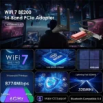 WAVLINK WN685BE3-A Tri-Band BE200 Wireless Adapter Desktop PC WiFi 7 BE8800 Pcie Card - Image 2