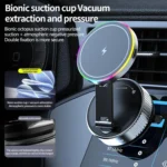 K3 With Colorful Light Rotating Magnetic Car Wireless Charging Vacuum Sucker Phone Stand - Image 4