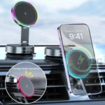 K3 With Colorful Light Rotating Magnetic Car Wireless Charging Vacuum Sucker Phone Stand - Image 6