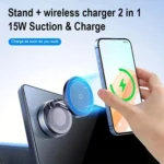 X68W 15W Wireless Charging Vacuum Suction Cup Foldable Car Dashboard Magnetic Phone Holder - Image 3