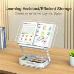 R22H Adjustable Rotating Foldable Laptop Tablet Book Holder Stand with Bottom Storage Box - Image 2