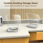 R22H Adjustable Rotating Foldable Laptop Tablet Book Holder Stand with Bottom Storage Box - Image 3
