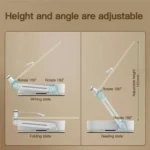 R22H Adjustable Rotating Foldable Laptop Tablet Book Holder Stand with Bottom Storage Box - Image 5