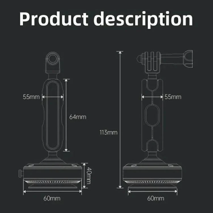 SYA0029969_7.webp DJ-1  Car Mount Aluminum Alloy Action Camera Holder Electric Vacuum Suction Cup Bracket - Image 8