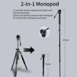 JMARY KS355+HG60 360 Degree Panoramic Ball Head DSLR Camera 2-in-1 Monopod Tripod - Image 7
