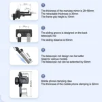 H256 360 Degree Rotation Cellphone Navigation Bracket Car Rearview Mirror Phone Holder - Image 5