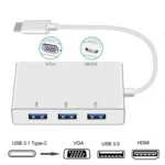 USB C to HDMI VGA USB Hub Adapter 5 in 1 USB 3.1 Converter for Laptop for MacBook,ChromeBook Pixel,Huawei MateBook - Image 6