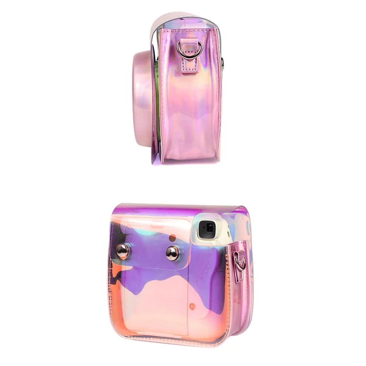 SYA005491_5.webp Richwell Translucent PVC Camera Bag for Fujifilm Instax Mini 8 8+ 9 Cover Case with Shoulder Strap Gradient Pink Shell - Image 6