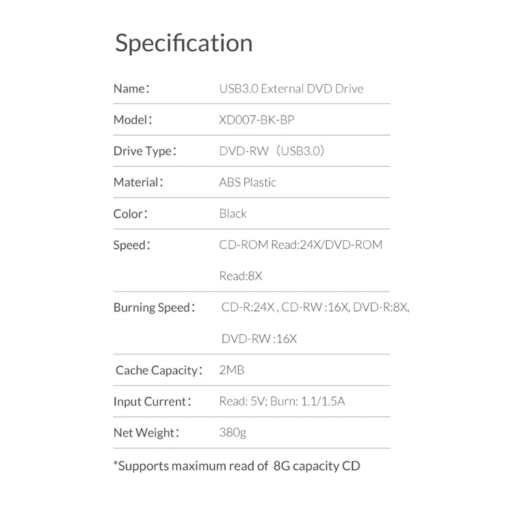 SYA008657_14.webp ORICO XD007 USB3.0 External CD Driver - Image 15