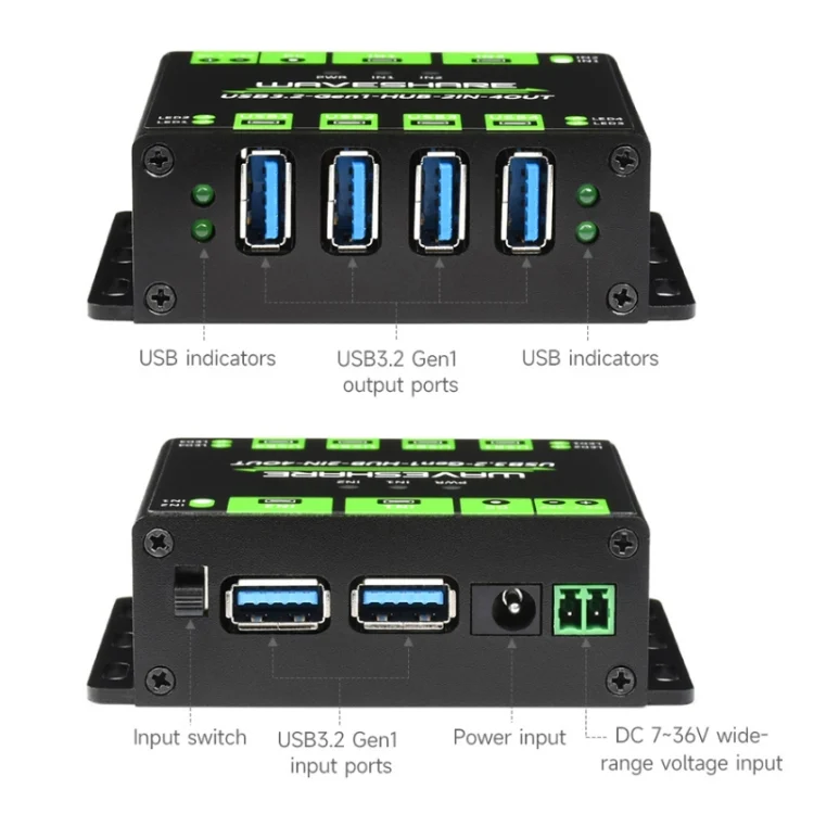 TBD02638735_2.webp Waveshare 23929 USB HUB, Extending 4 X USB 3.2 Ports, Switchable Dual Hosts, Multi Protections - Image 3