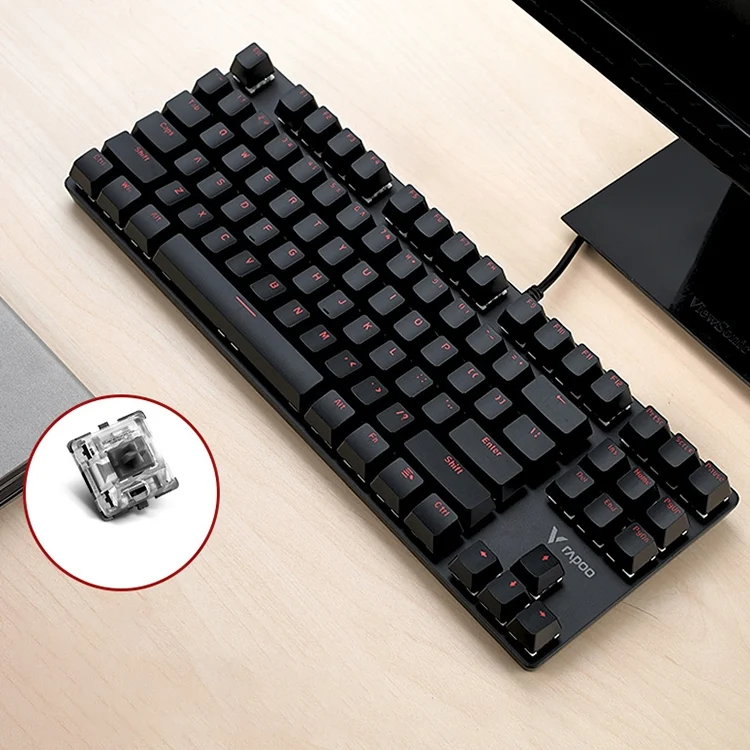 Rapoo V500 87-keys Alloy Edition Desktop Laptop Computer Game Esports Office Home Typing Metal Wired Mechanical Keyboard without Backlight,