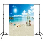 1.5m x 2.1m Simulation 3D Beach Seascape Coconut Tree Photo Photography Background Cloth - Image 2