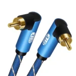 EMK Dual 90-Degree Male To Male Nylon Braided Audio Cable - Image 2