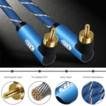 EMK Dual 90-Degree Male To Male Nylon Braided Audio Cable - Image 4