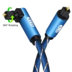 EMK 90 Degree Swivel Adjustable Right Angled 360 Degrees Rotatable Plug Nylon Woven Mesh Optical Audio Cable - Image 2