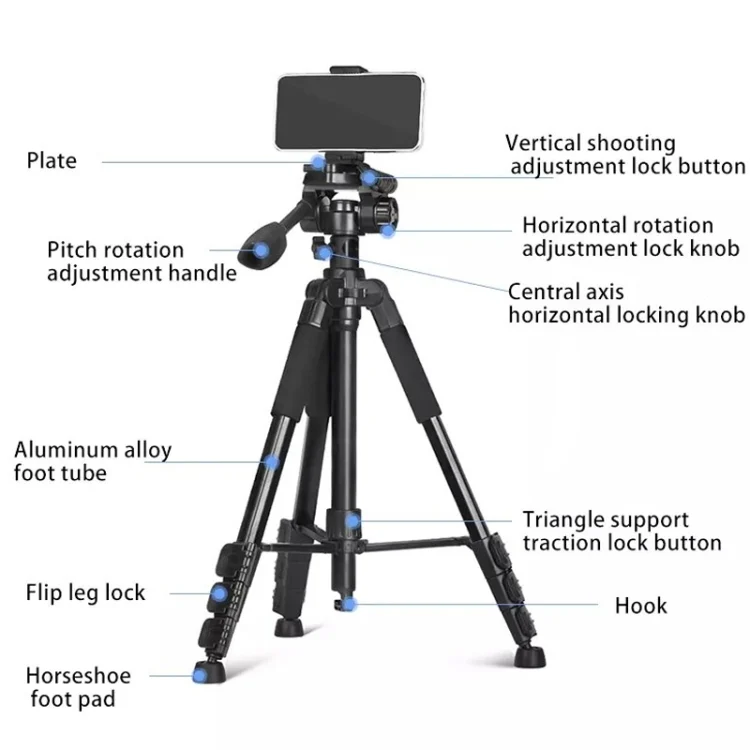 TBD0422344201_B3.webp QingZhuangShiDai Q111H Aluminum Alloy Mobile Phone Camera Photography Tripod - Image 4